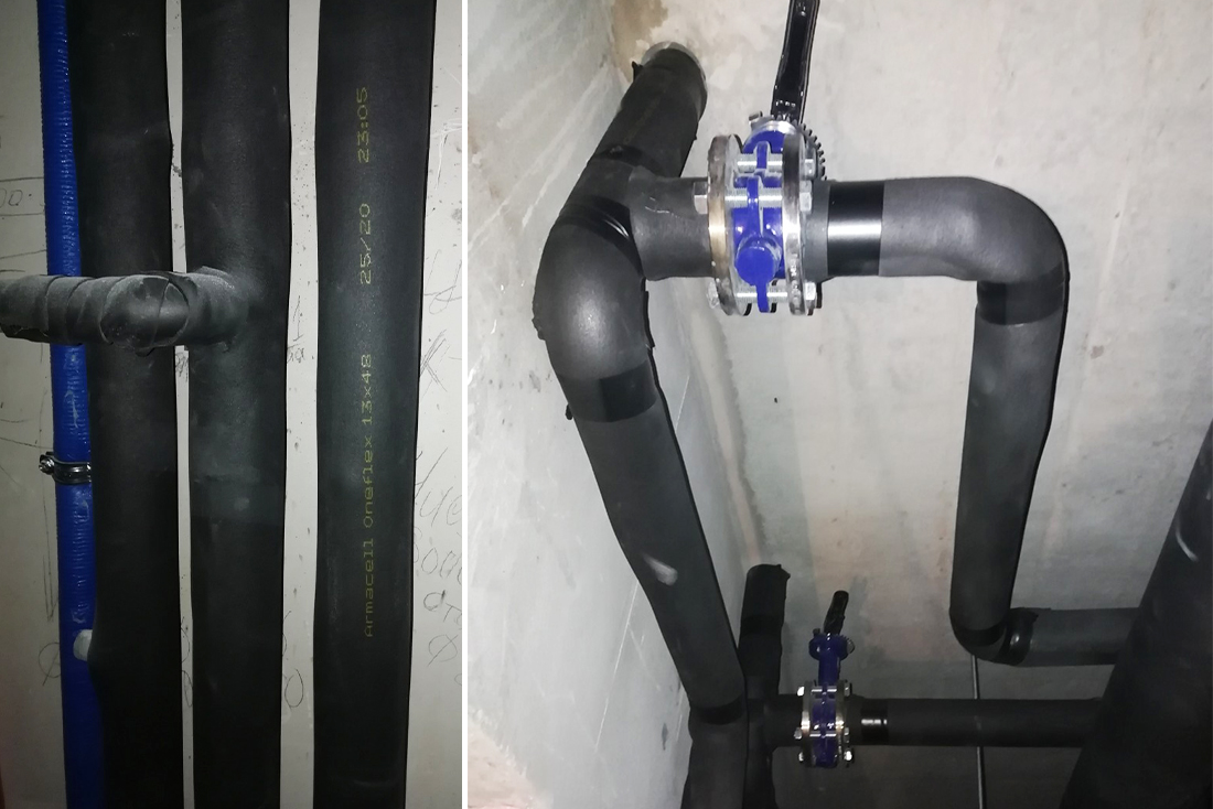 Heat insulation of pipelines in the LCD "Liko-Grad" 10